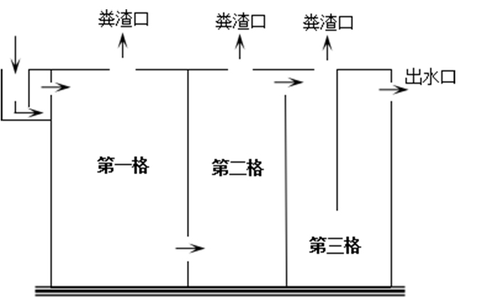 典型三格化粪池结构示意图